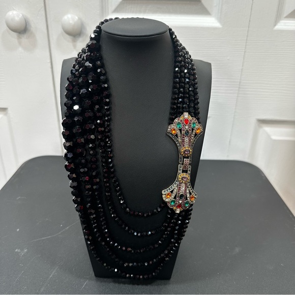 Heidi Daus  "Age of Elegance" Art Deco Black Beaded Necklace with Clasp - Picture 11 of 15